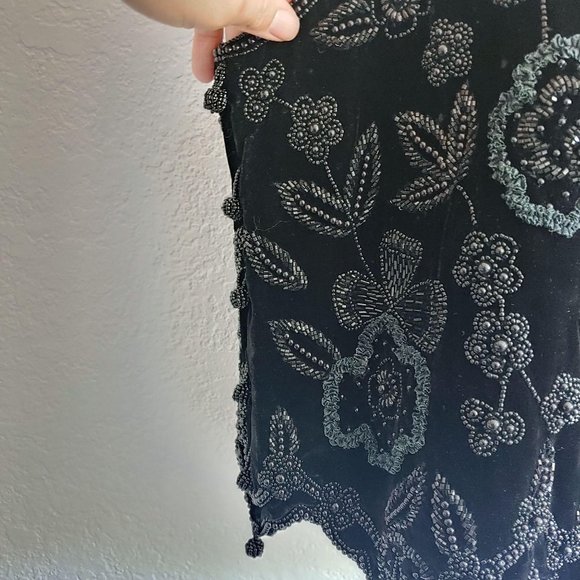 Vintage Black Beaded Floral Blouse - Picture 6 of 7